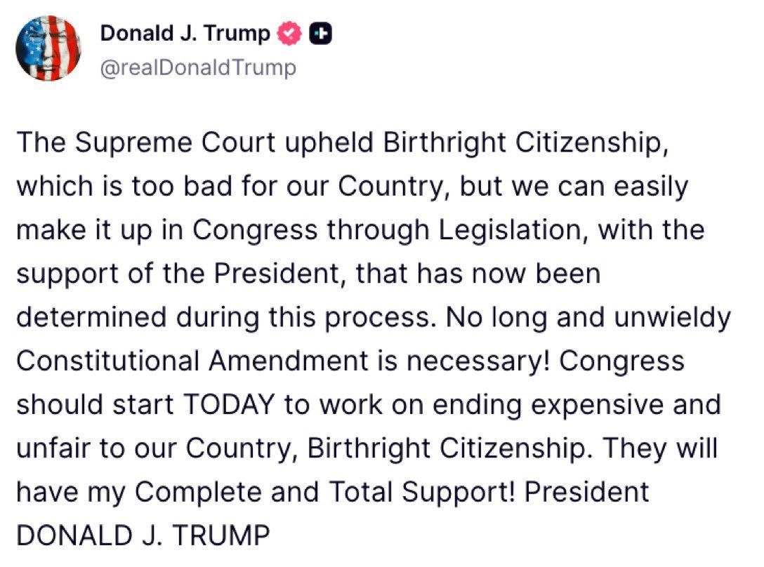 Supreme Court Strikes Down Trump's Bid to End Birthright Citizenship