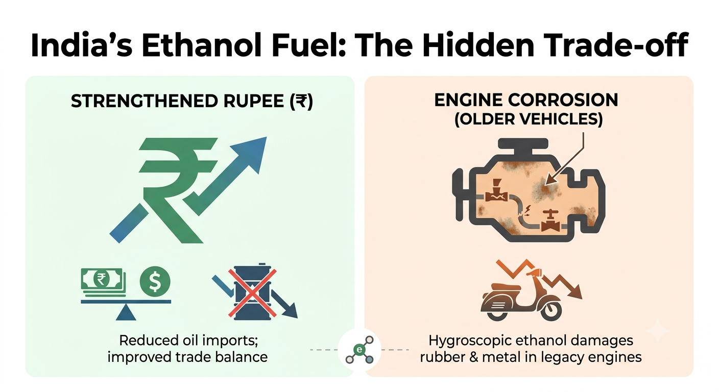The Hidden Cost of India's Ethanol Fuel: Strong Rupee, Weak Engines